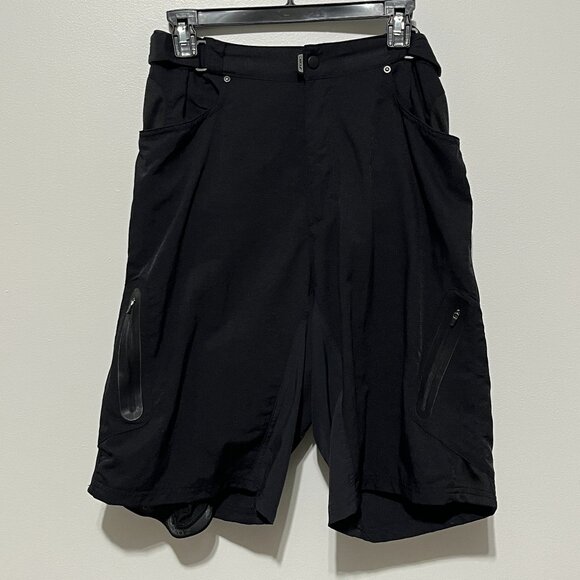 Zoic Mens Padded Biking Cargo Shorts Size XL Black Adjustable Removeable Liner - Picture 1 of 12